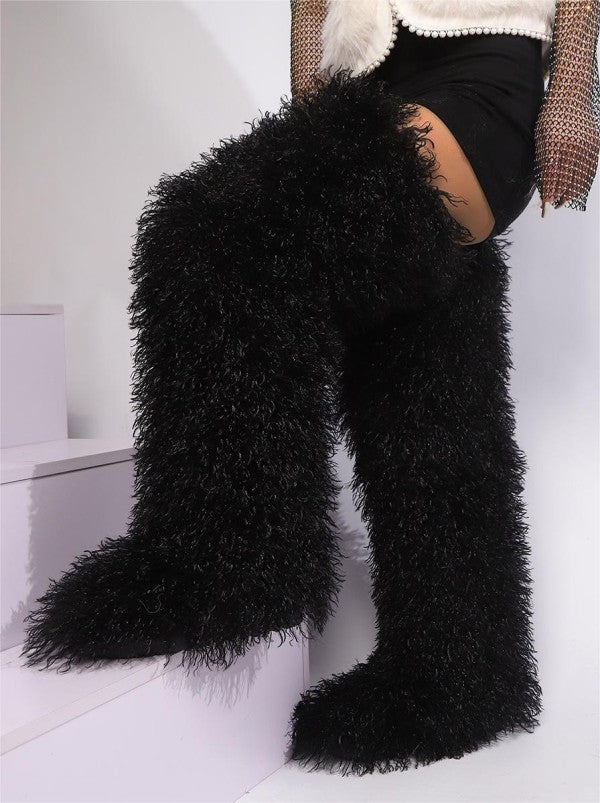 Thigh High Furry Boots